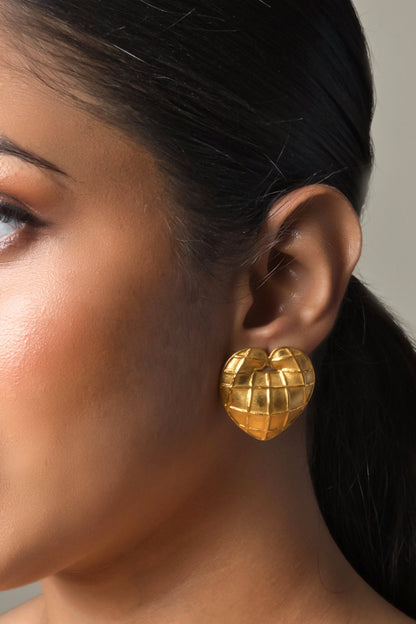 Heart Checkered Earrings 