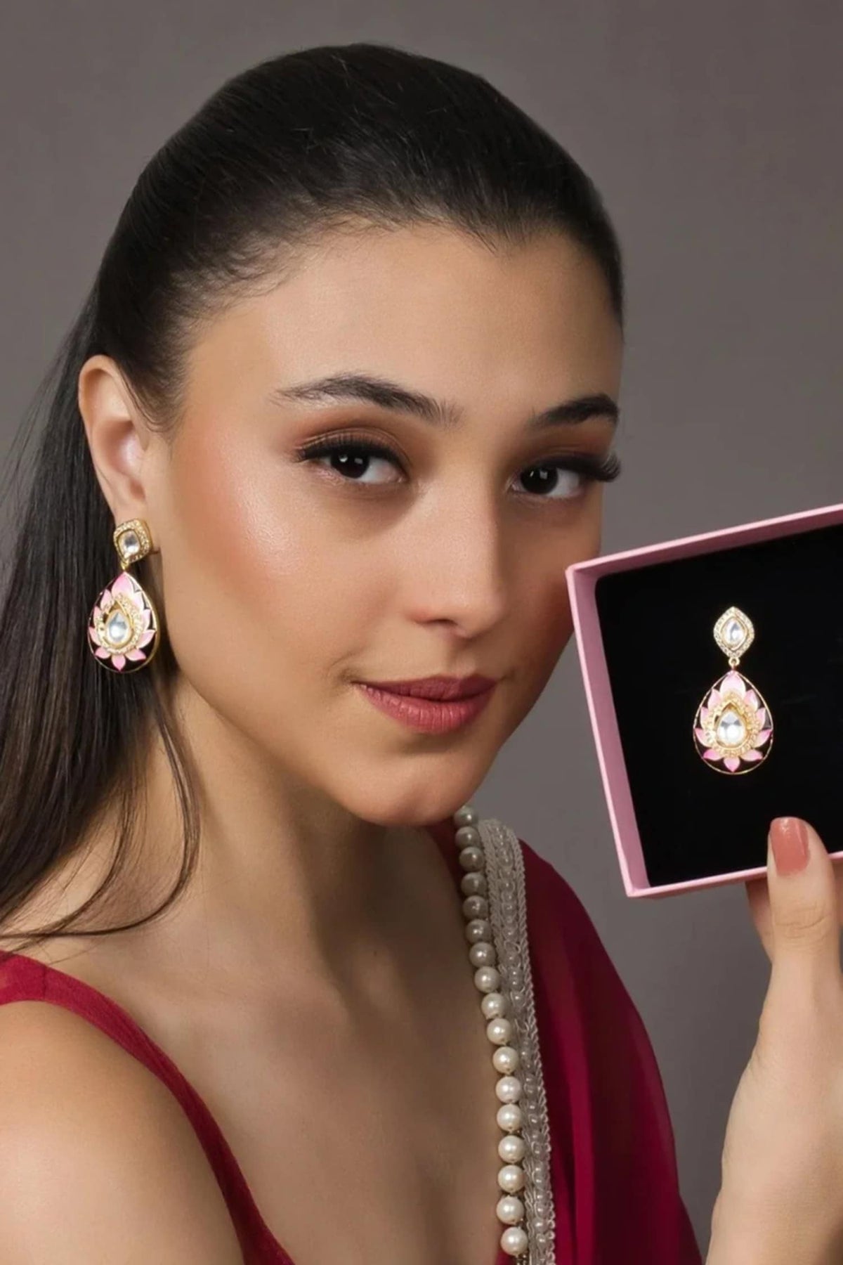 Meenakari Polki Earrings 
