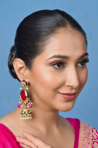 Elegant Stone Kundan Jhumka 