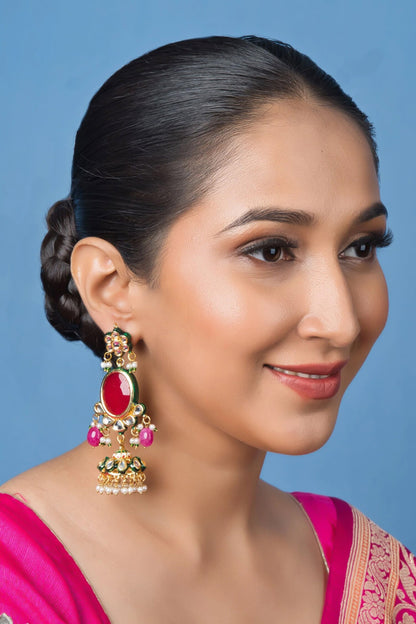 Elegant Stone Kundan Jhumka 