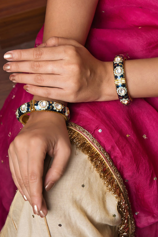 Meenakari Stone Studded Bangles- Set of 2 