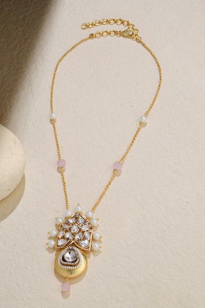 Brilliant Polki & Pearl Embellished Pendant Necklace 