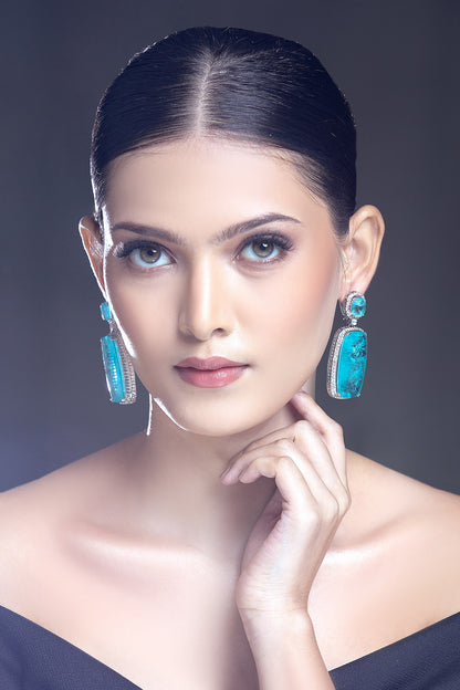 Zircon Embellished Dangler Earrings 