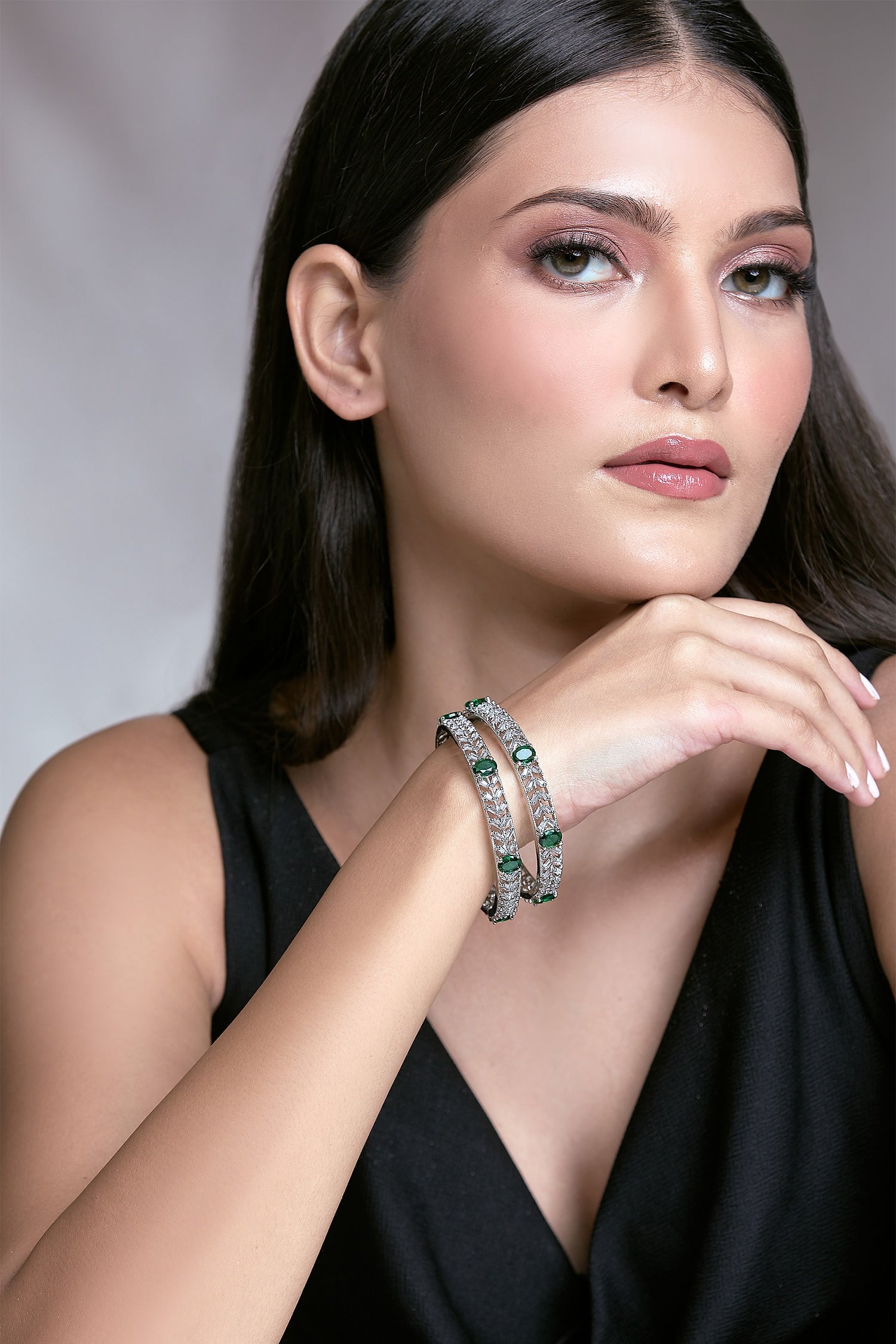 Zircon Embellished Bangles - Set of 4 