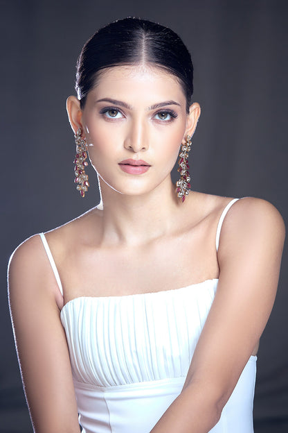 Zircon Leaf Vine Pattern Embellished Earrings 