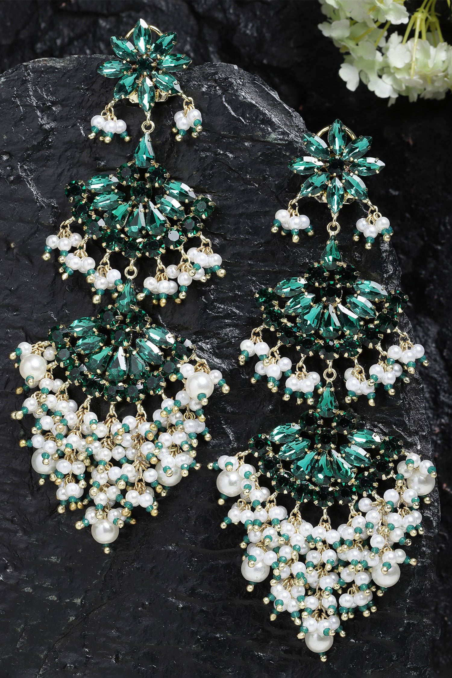 Noor Bloom Crystal Danglers 