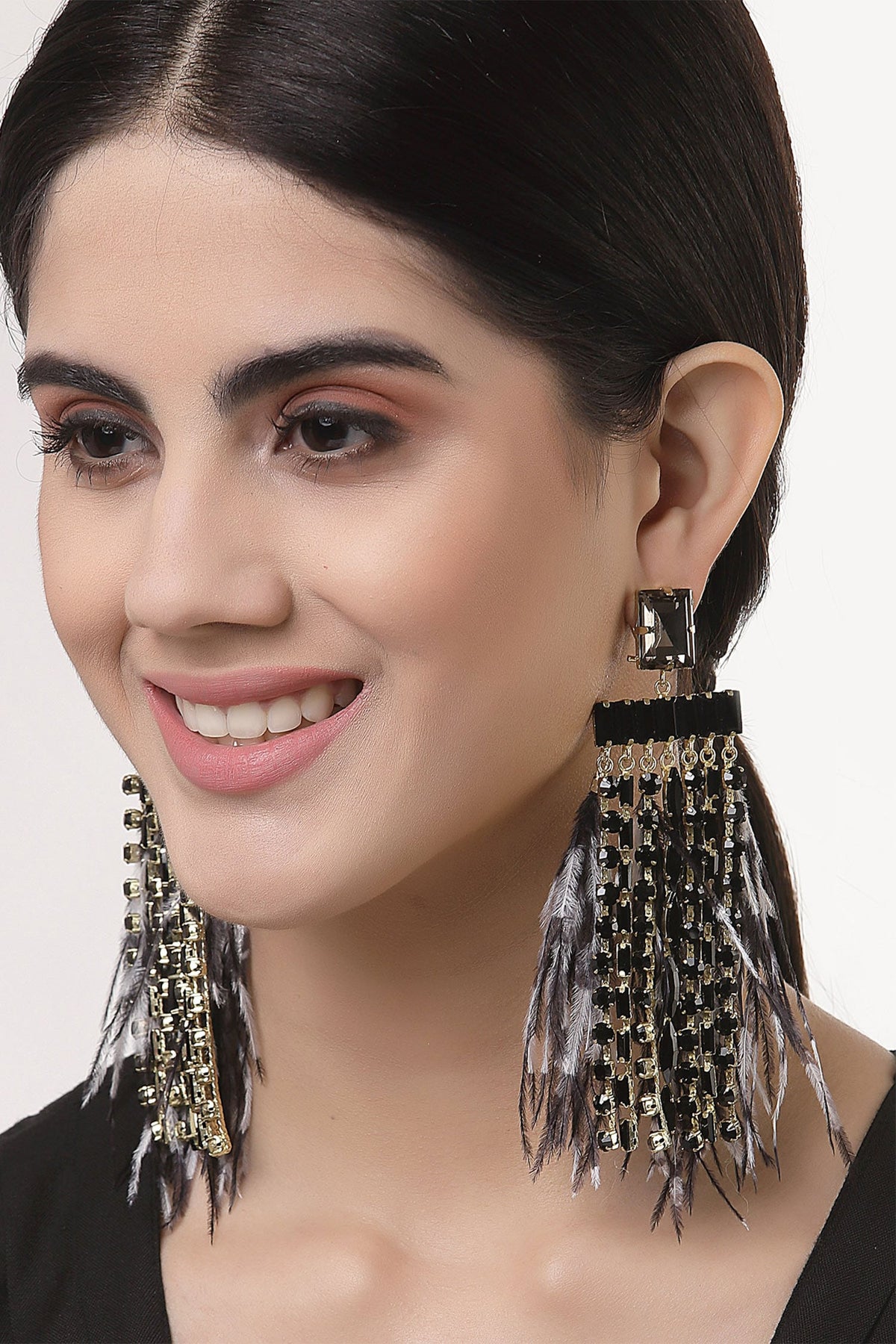 Feather Boho Dangler Earrings 