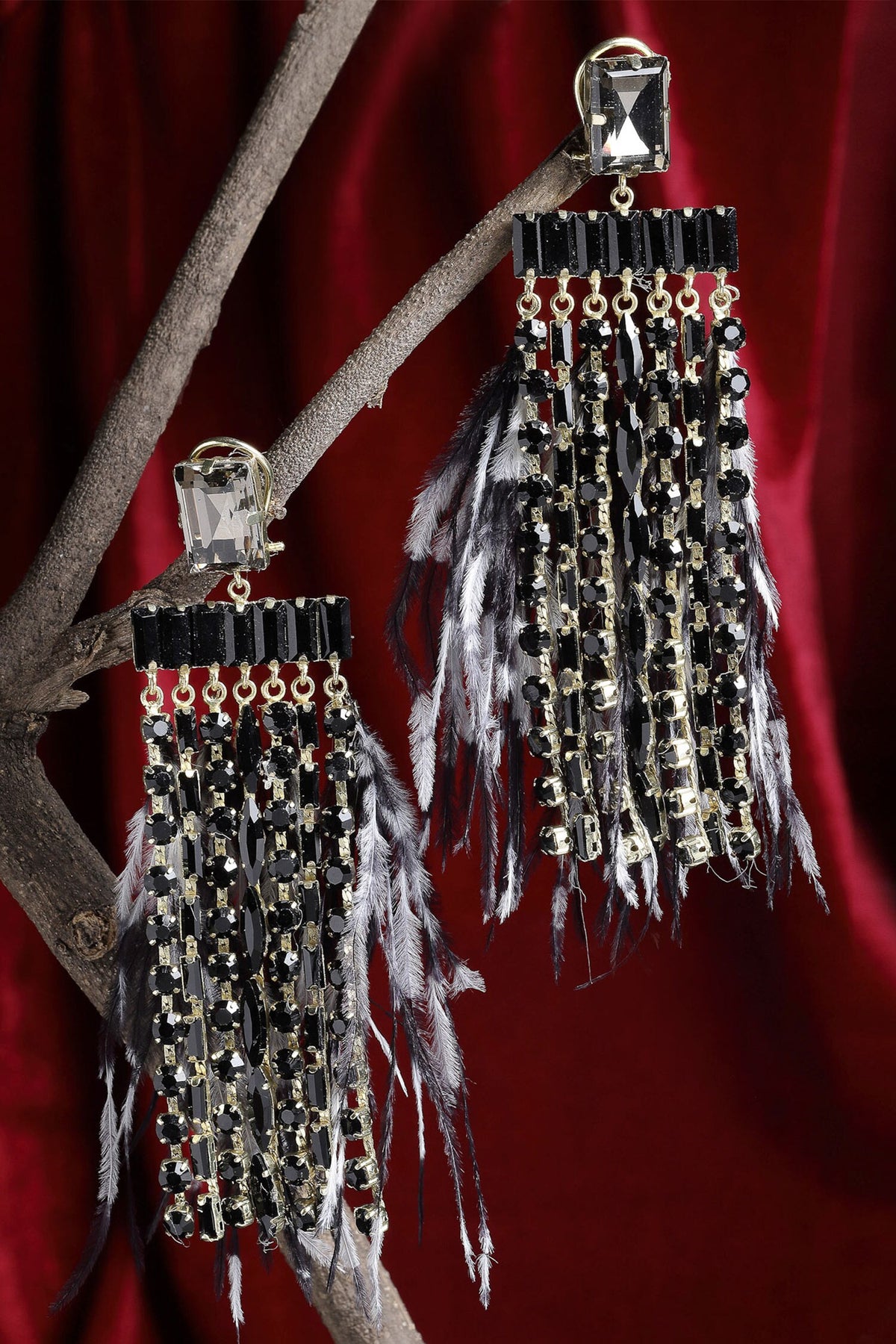 Feather Boho Dangler Earrings 