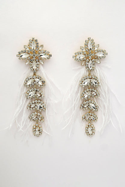 Glory Feather & Crystal Embellished Earrings 