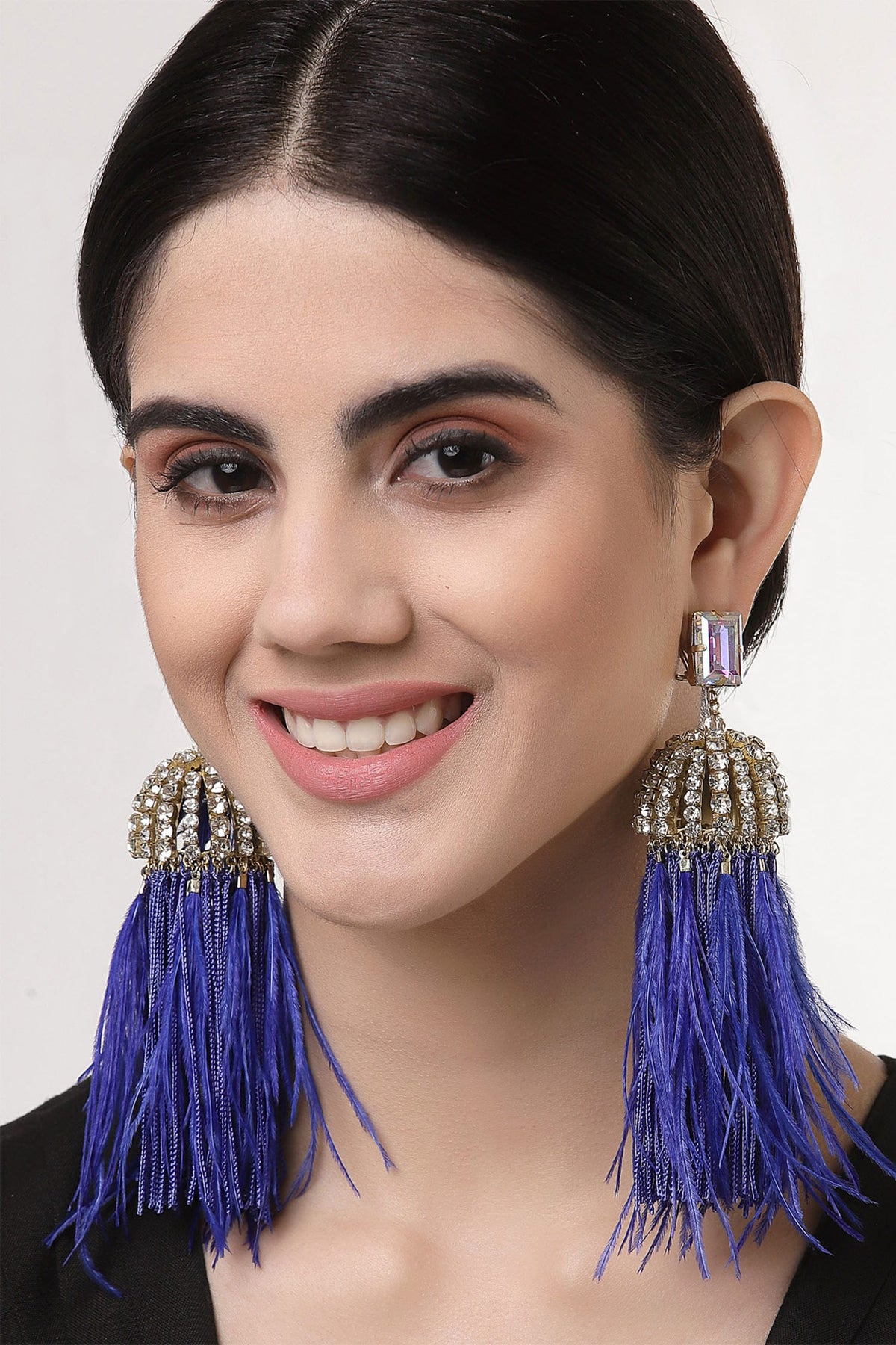 Dome Shaped Feather Danglers 
