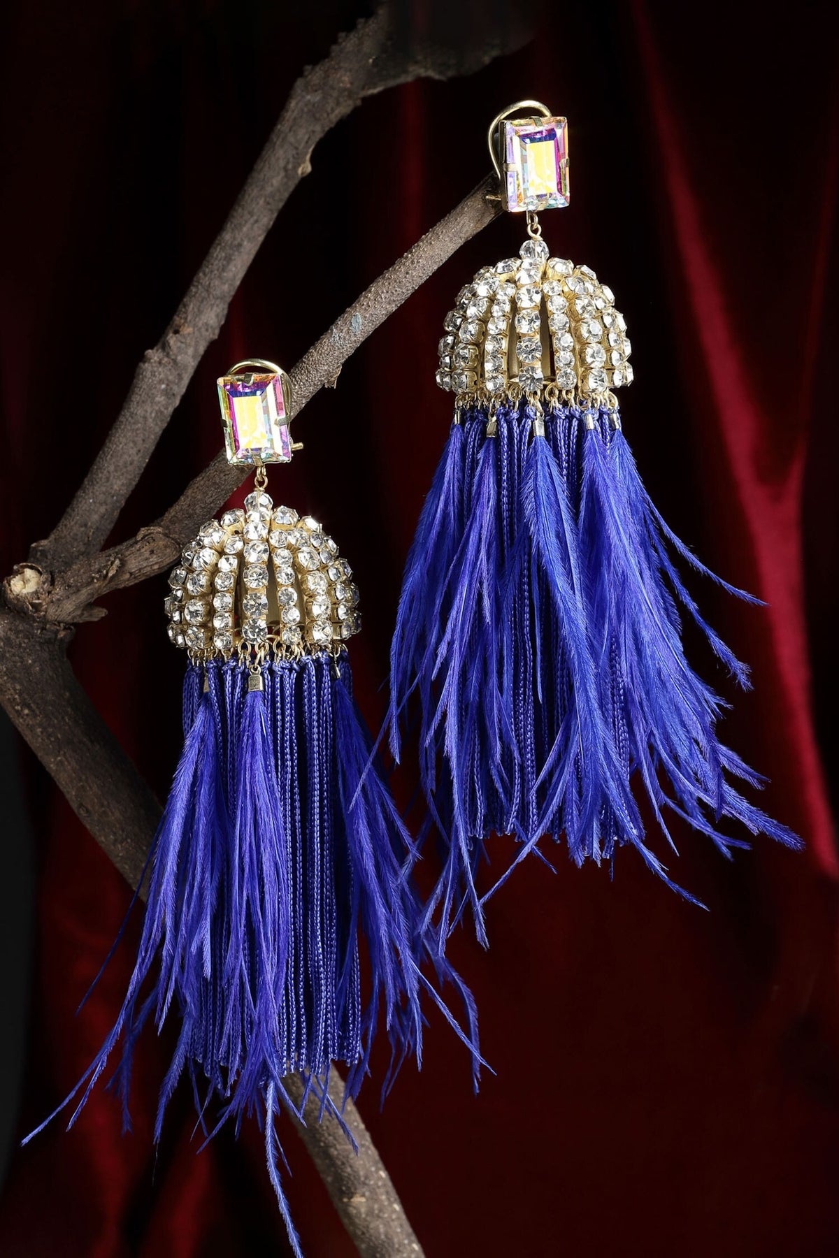 Dome Shaped Feather Danglers 