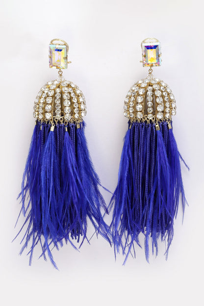 Dome Shaped Feather Danglers 
