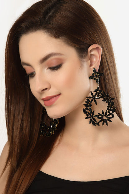 Amber Petal Crystal Embellished Danglers 