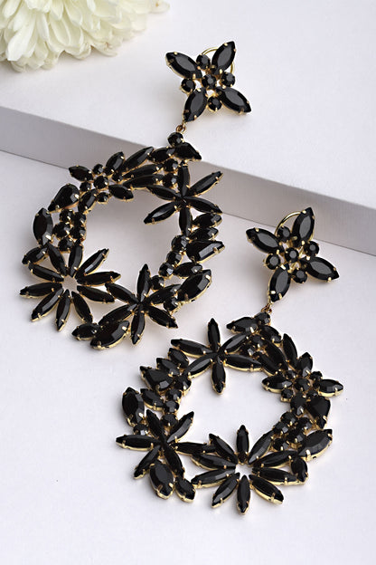 Amber Petal Crystal Embellished Danglers 