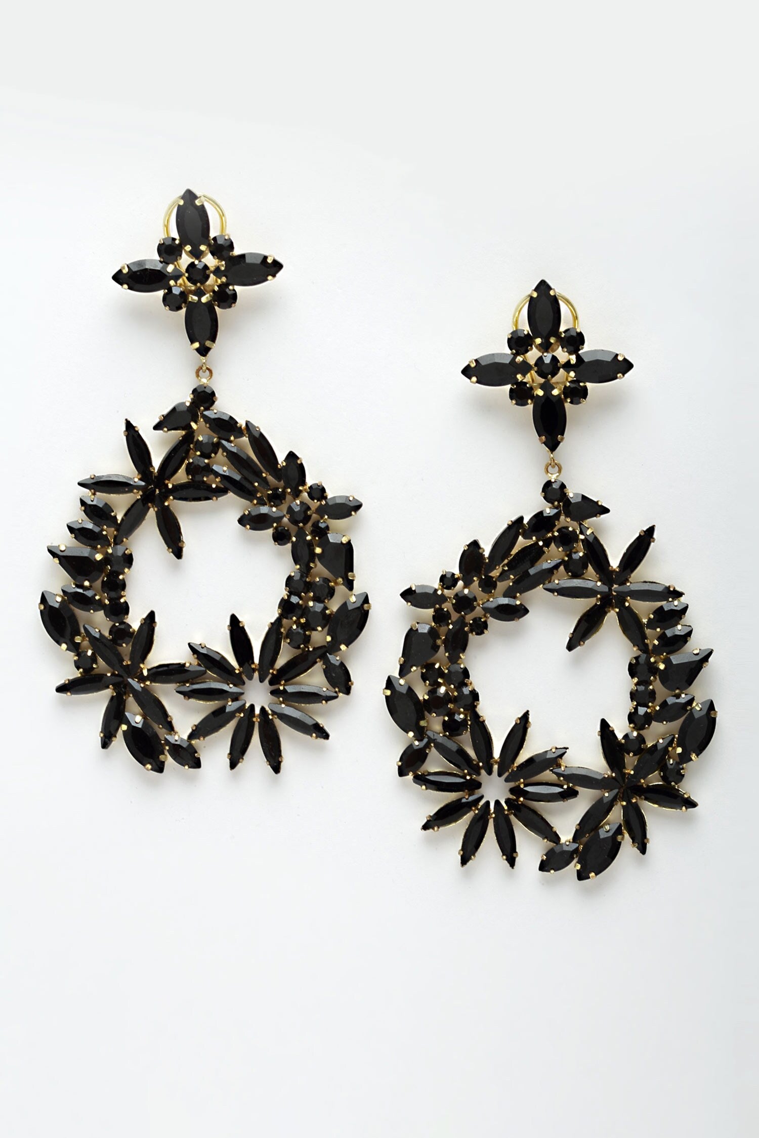 Amber Petal Crystal Embellished Danglers 