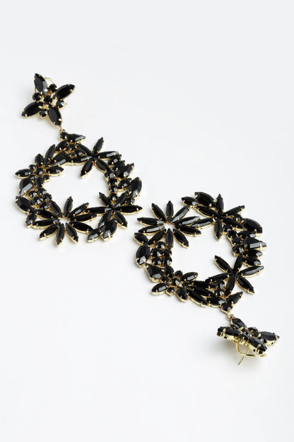 Amber Petal Crystal Embellished Danglers 