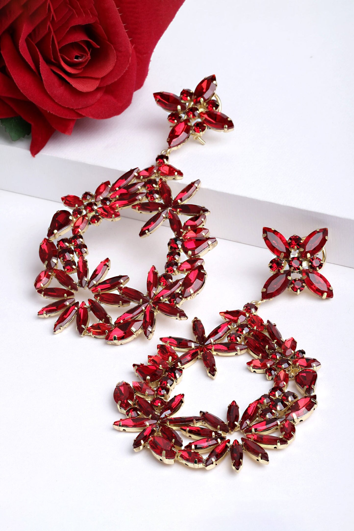 Amber Bloom Crystal Embellished Danglers 