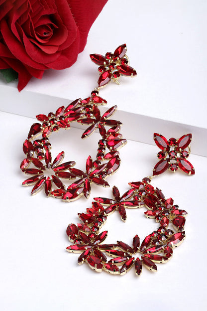 Amber Bloom Crystal Embellished Danglers 