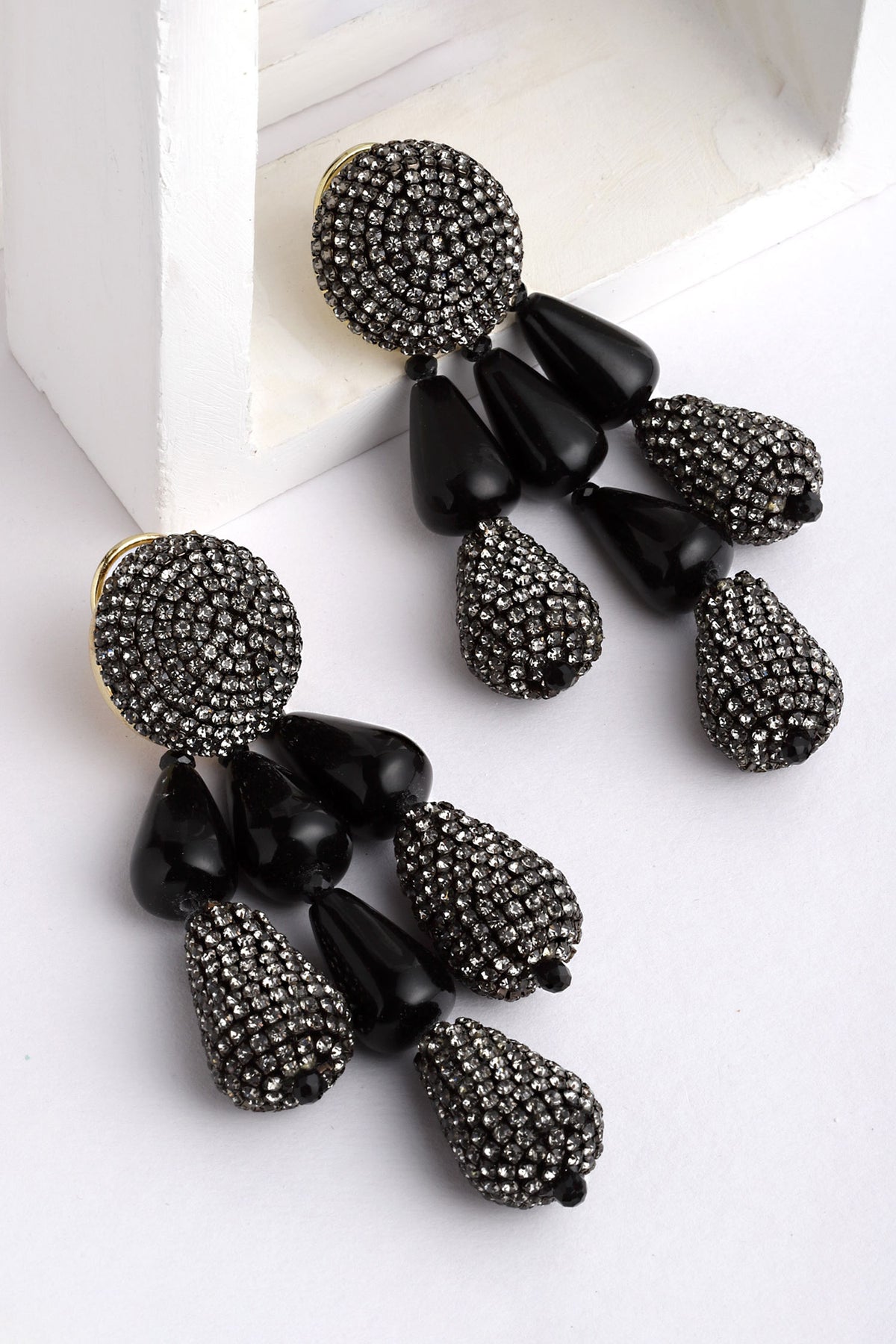 Resin Bead & Crystal Embellished Chandelier Danglers 
