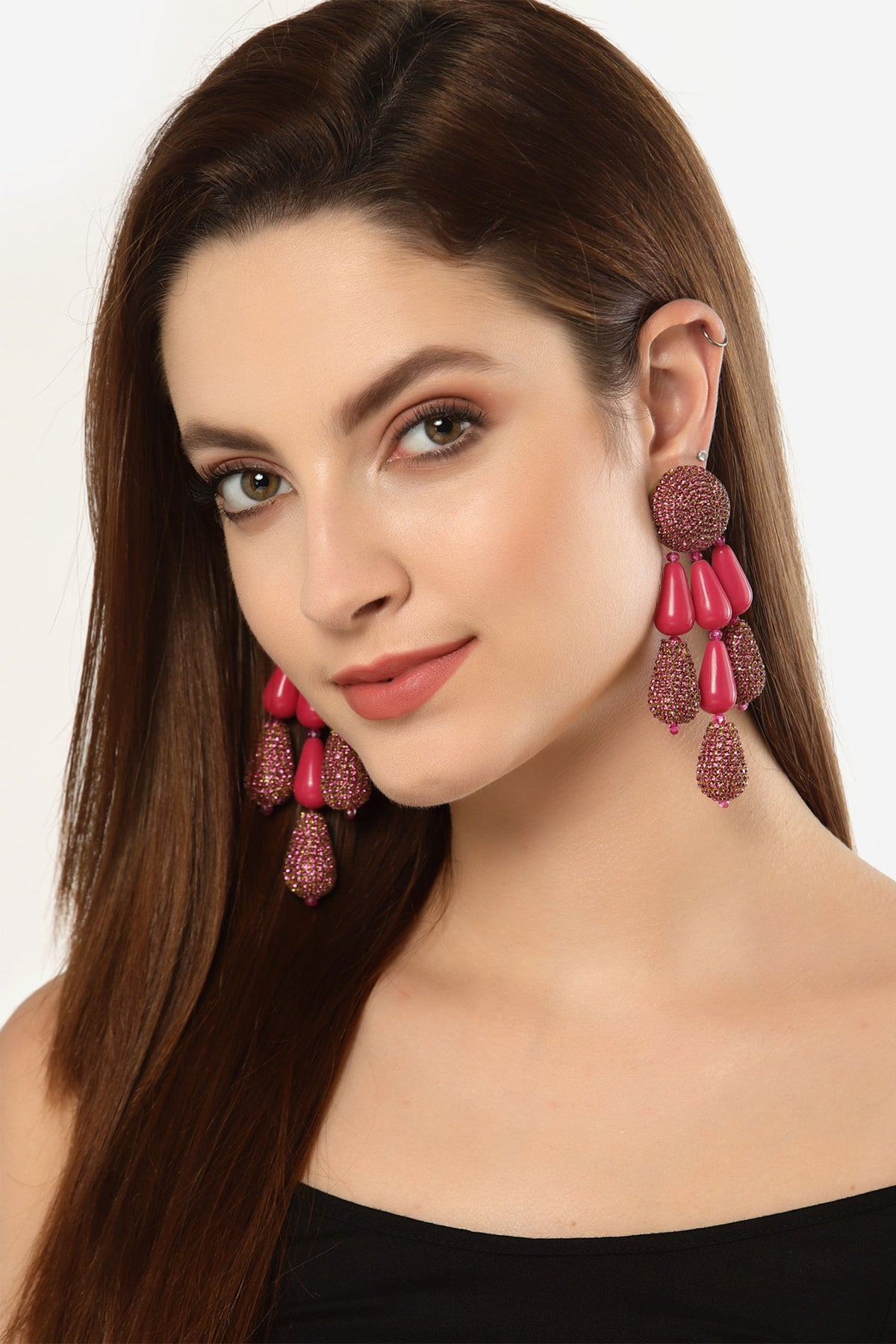 Resin Bead & Crystal Embellished Boho Danglers 