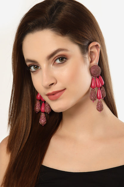 Resin Bead & Crystal Embellished Boho Danglers 