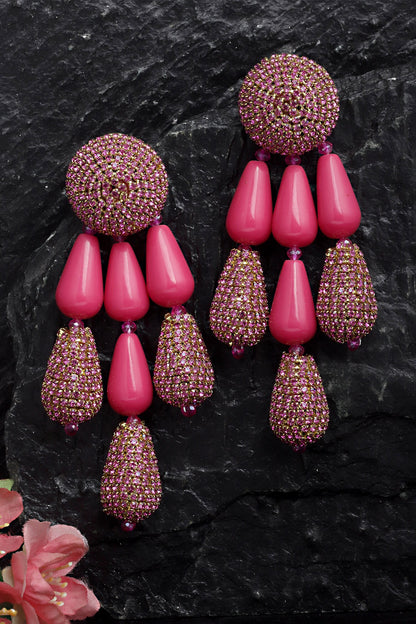Resin Bead & Crystal Embellished Boho Danglers 