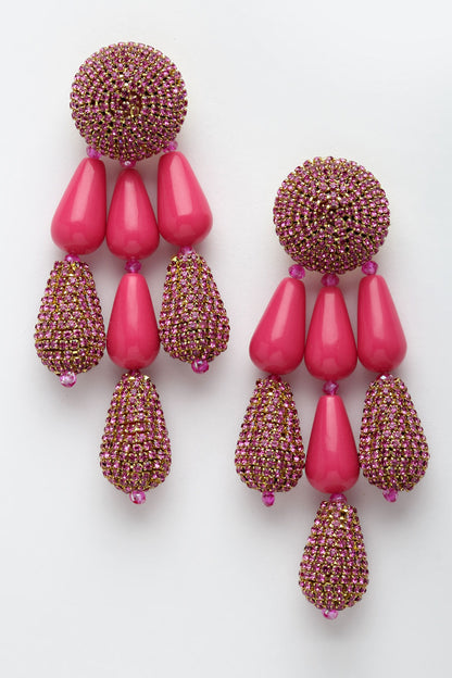 Resin Bead & Crystal Embellished Boho Danglers 