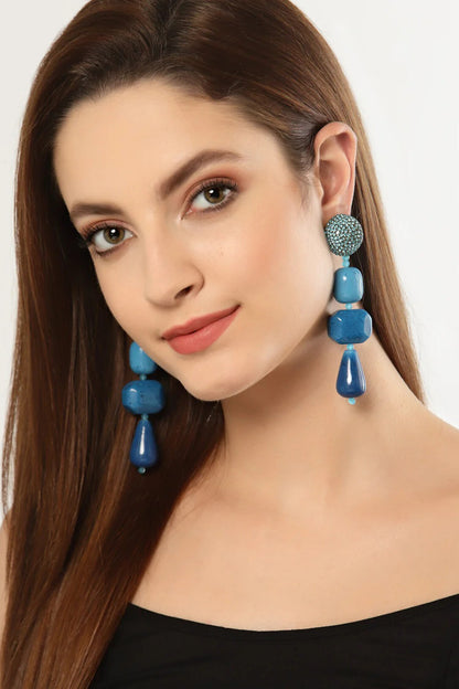 Azure Resin Drop Embellished Danglers 