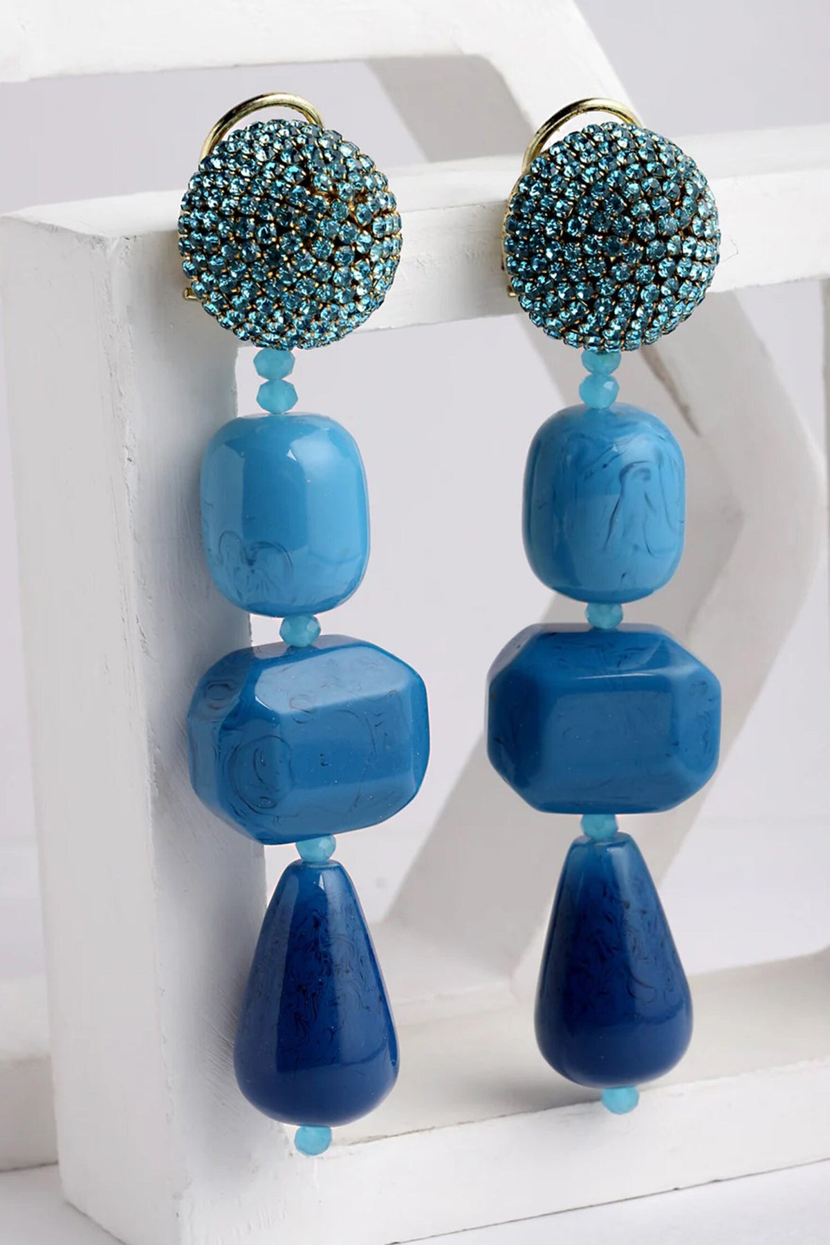 Azure Resin Drop Embellished Danglers 