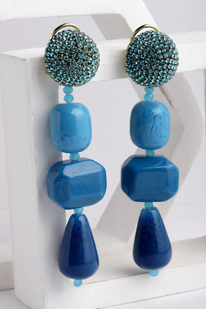 Azure Resin Drop Embellished Danglers 