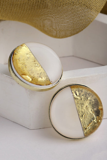 Half Lunar Foil Work Resin Studs 
