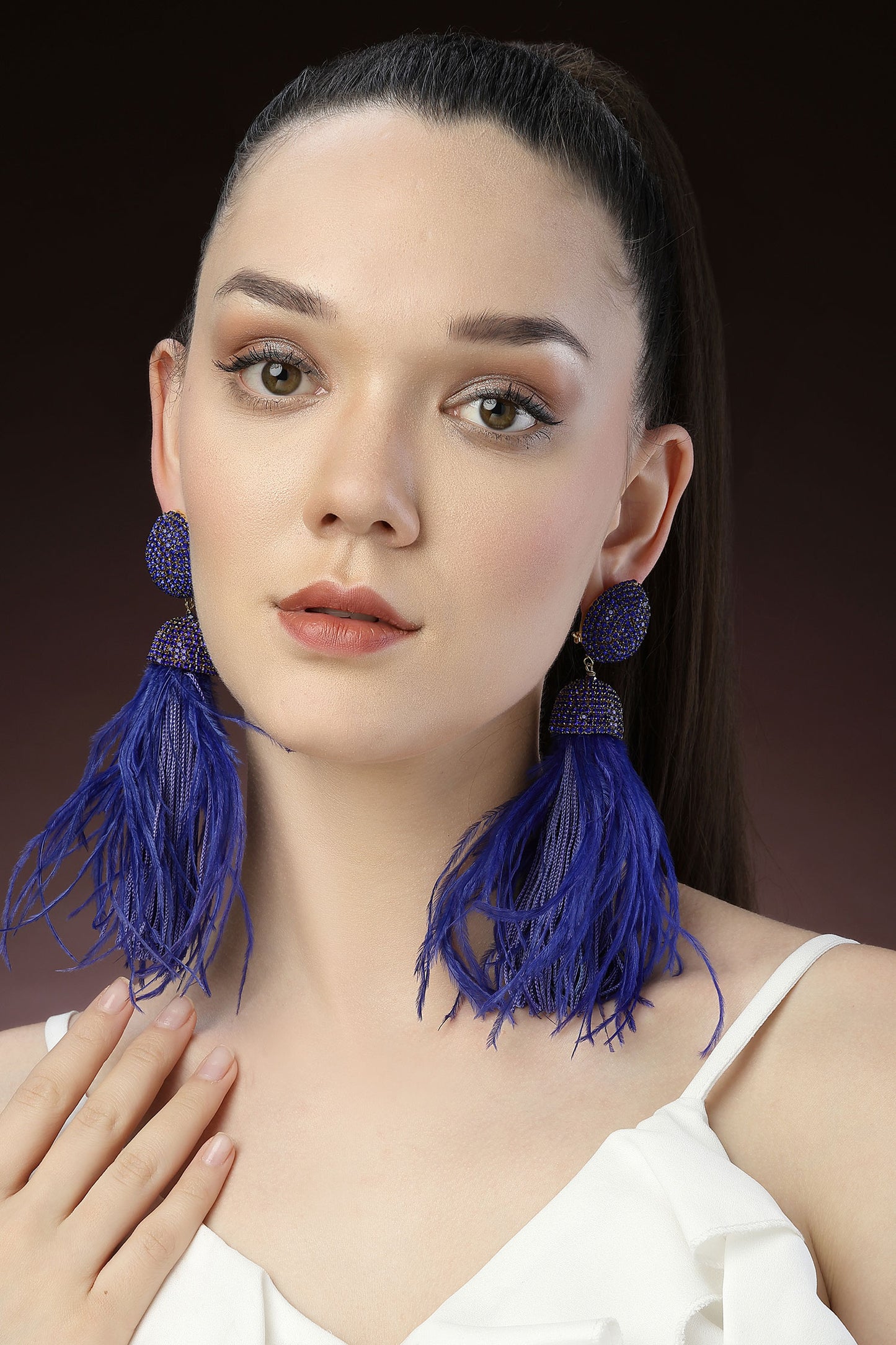 Celtic Dome Shaped Feather Danglers 