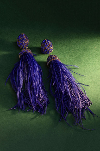 Celtic Dome Shaped Feather Danglers 