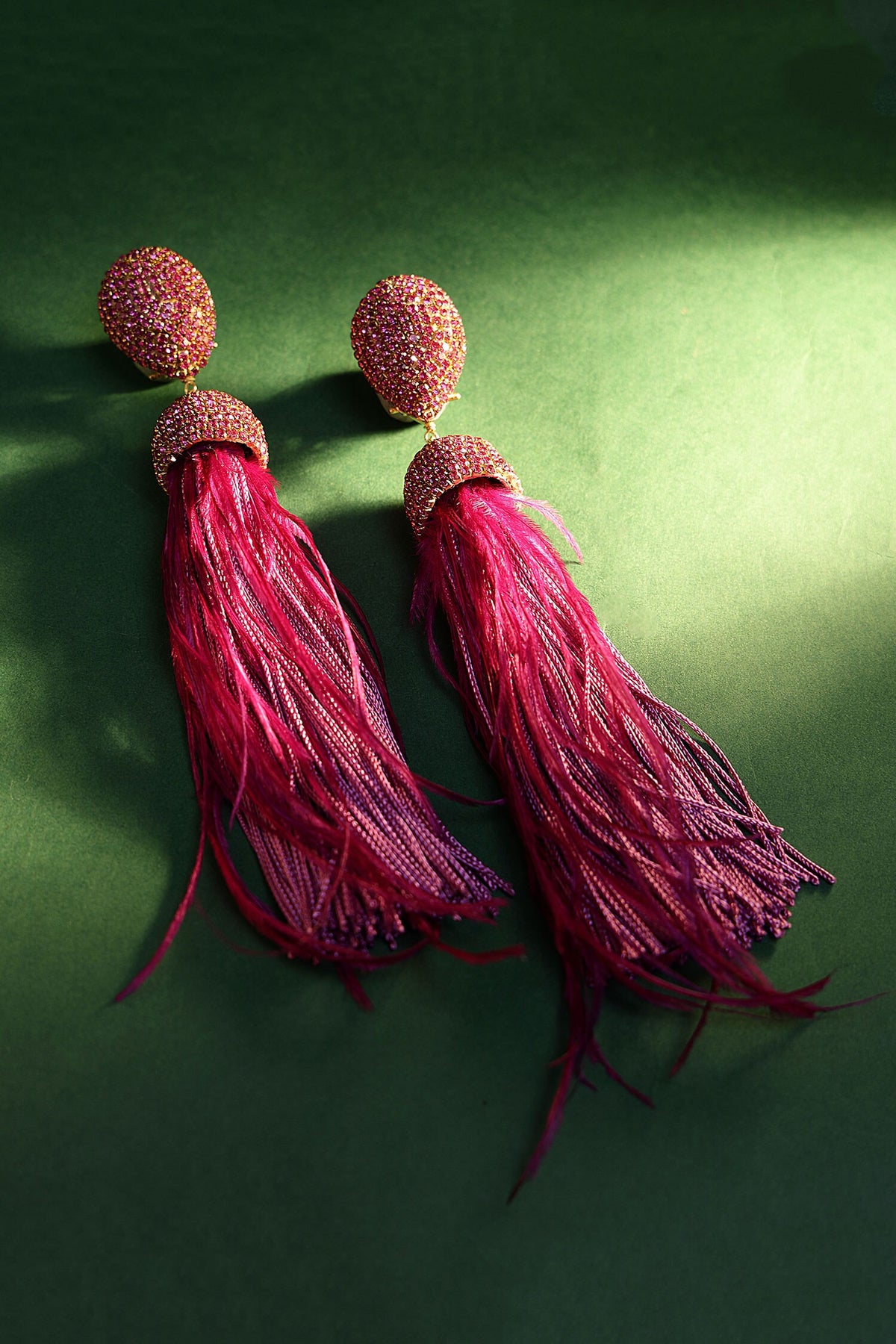Ferna Dome Shaped Feather Danglers 