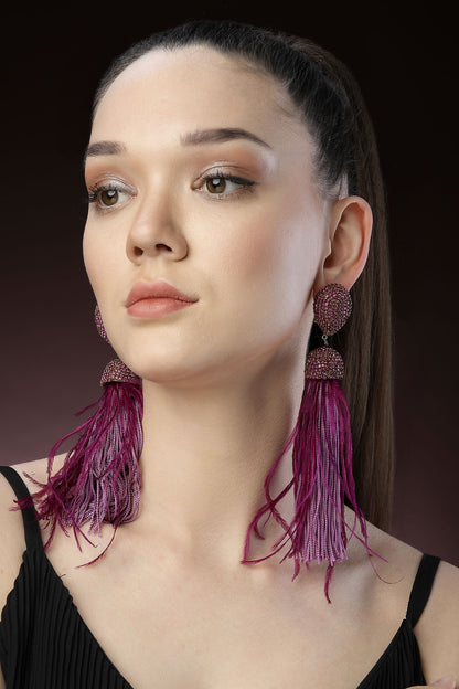 Ferna Dome Shaped Feather Danglers 