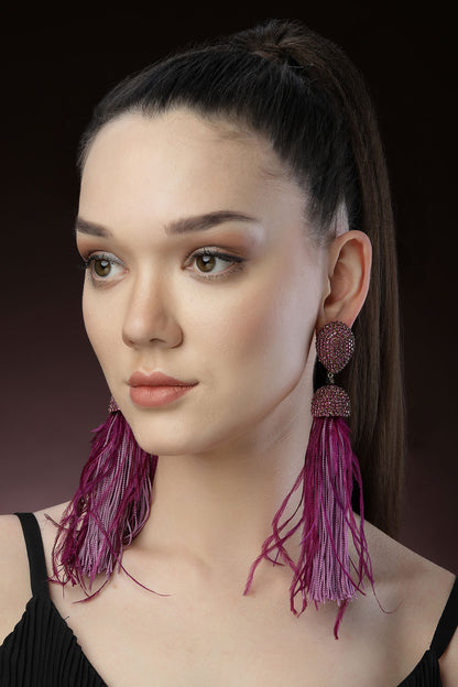 Ferna Dome Shaped Feather Danglers 