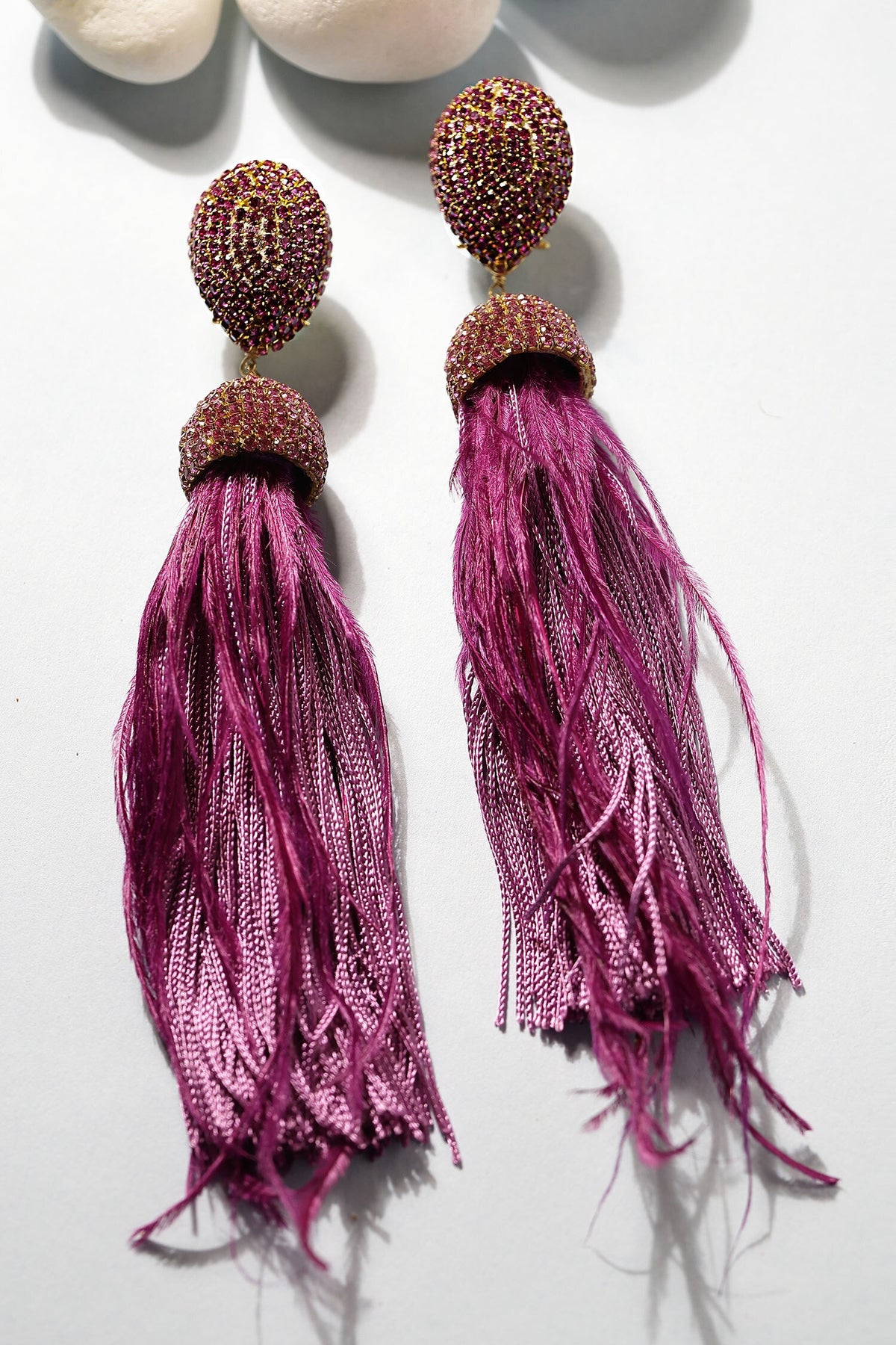 Ferna Dome Shaped Feather Danglers 