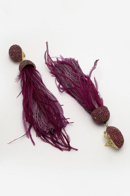 Ferna Dome Shaped Feather Danglers 