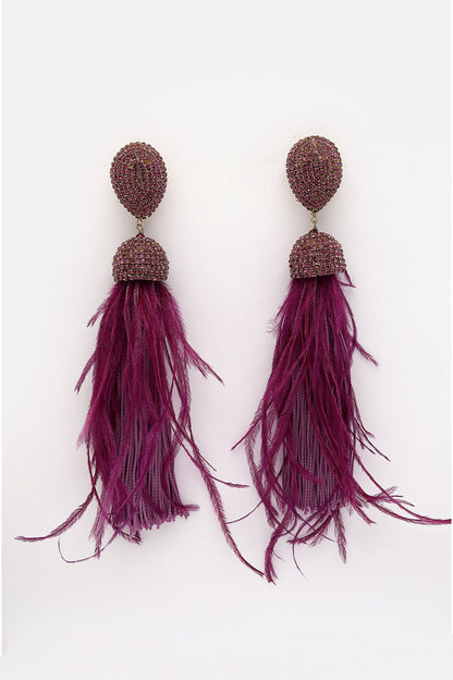 Ferna Dome Shaped Feather Danglers 