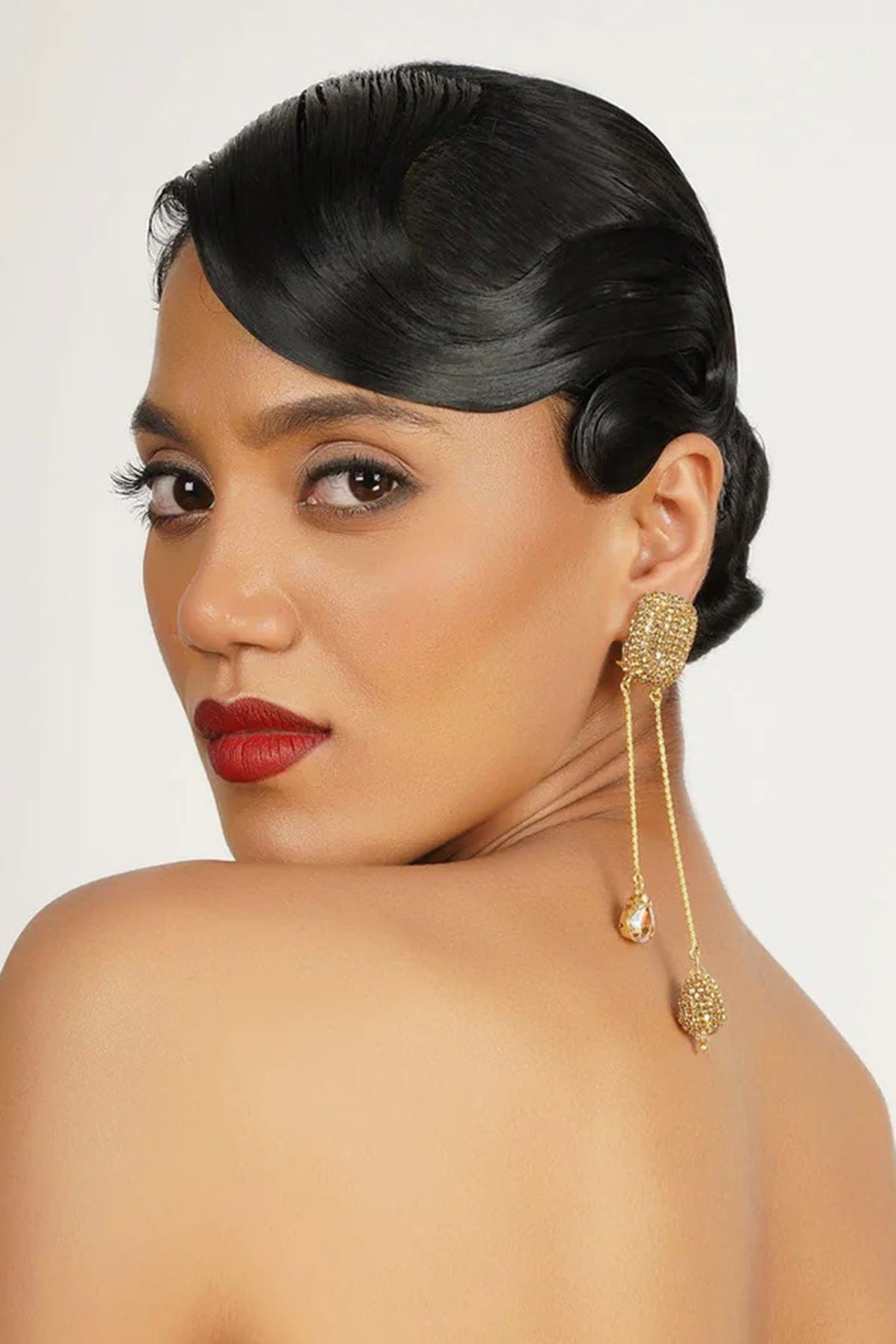 Midnight Glam Hanging Metal Bar Earrings 