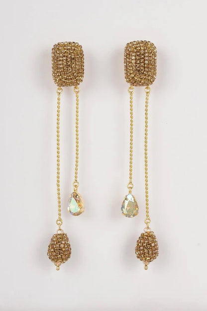 Midnight Glam Hanging Metal Bar Earrings 