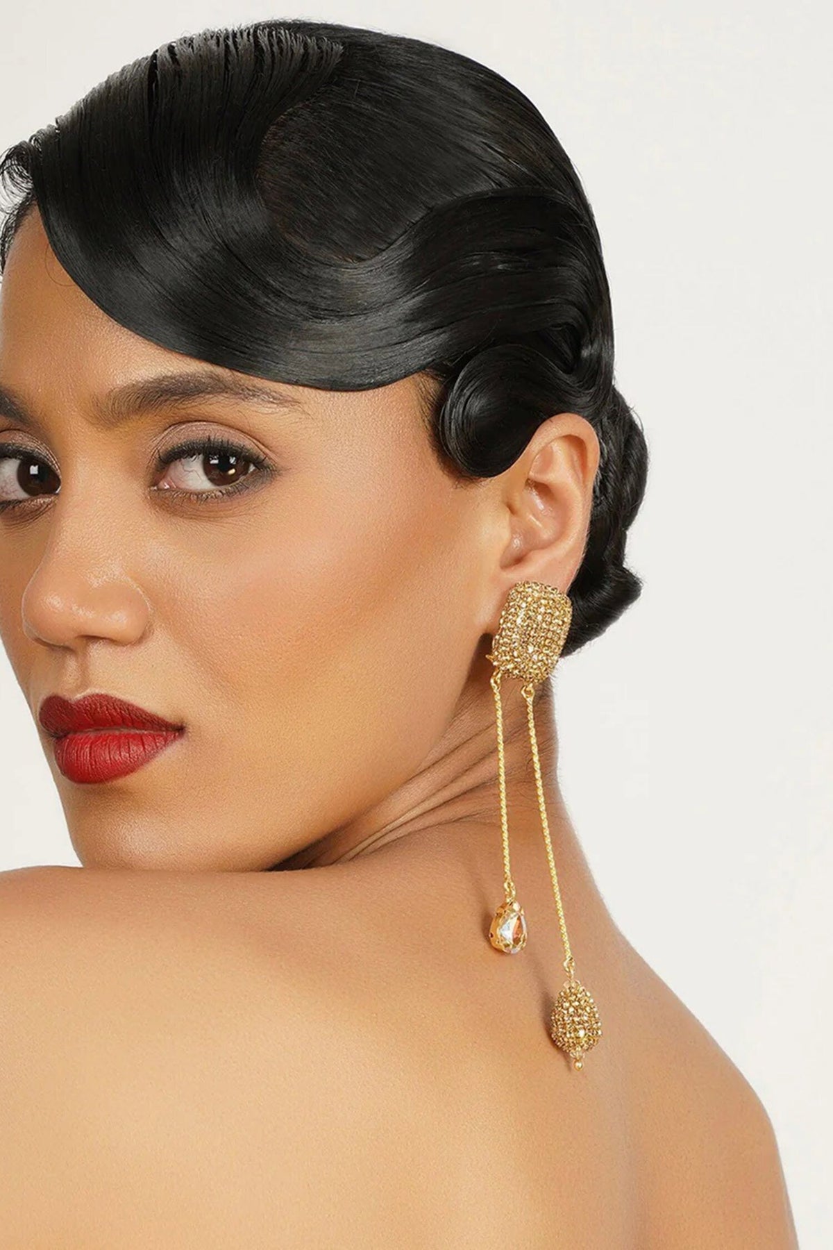 Midnight Glam Hanging Metal Bar Earrings 