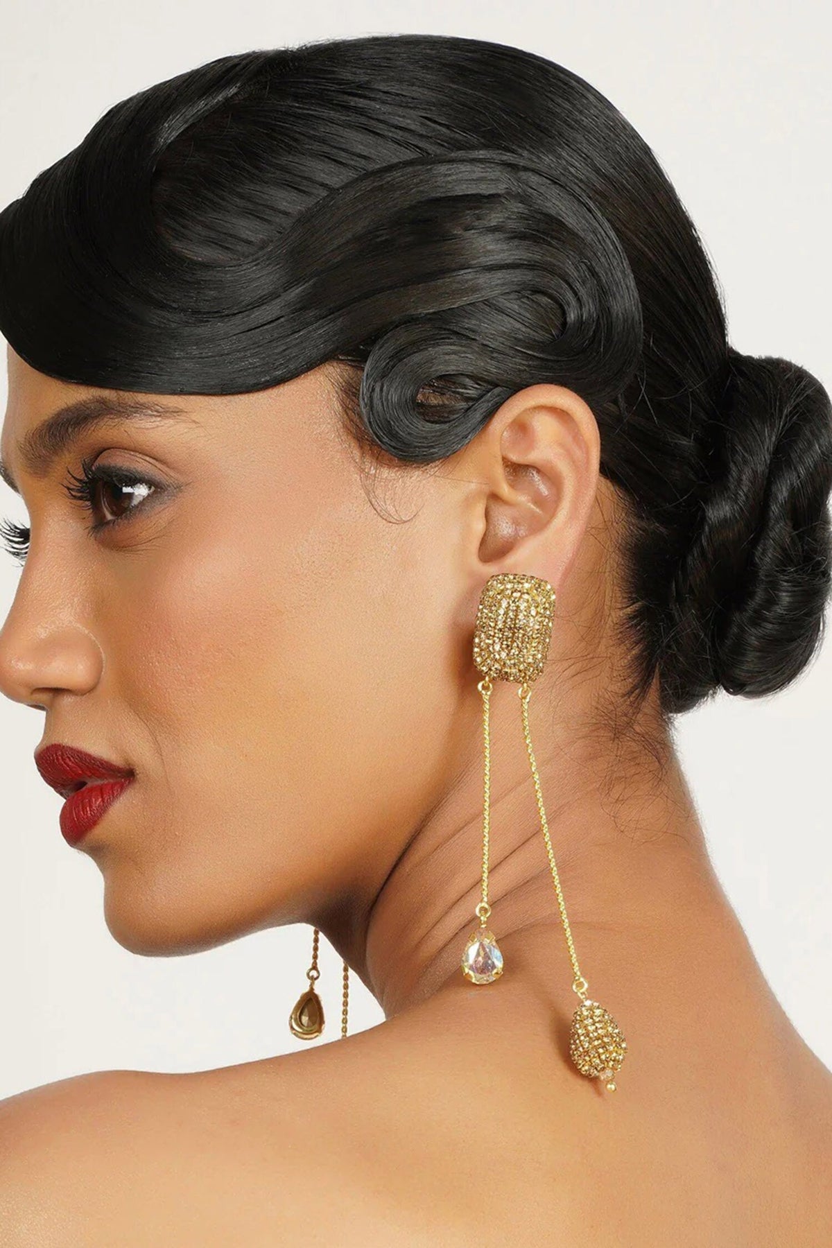 Midnight Glam Hanging Metal Bar Earrings 