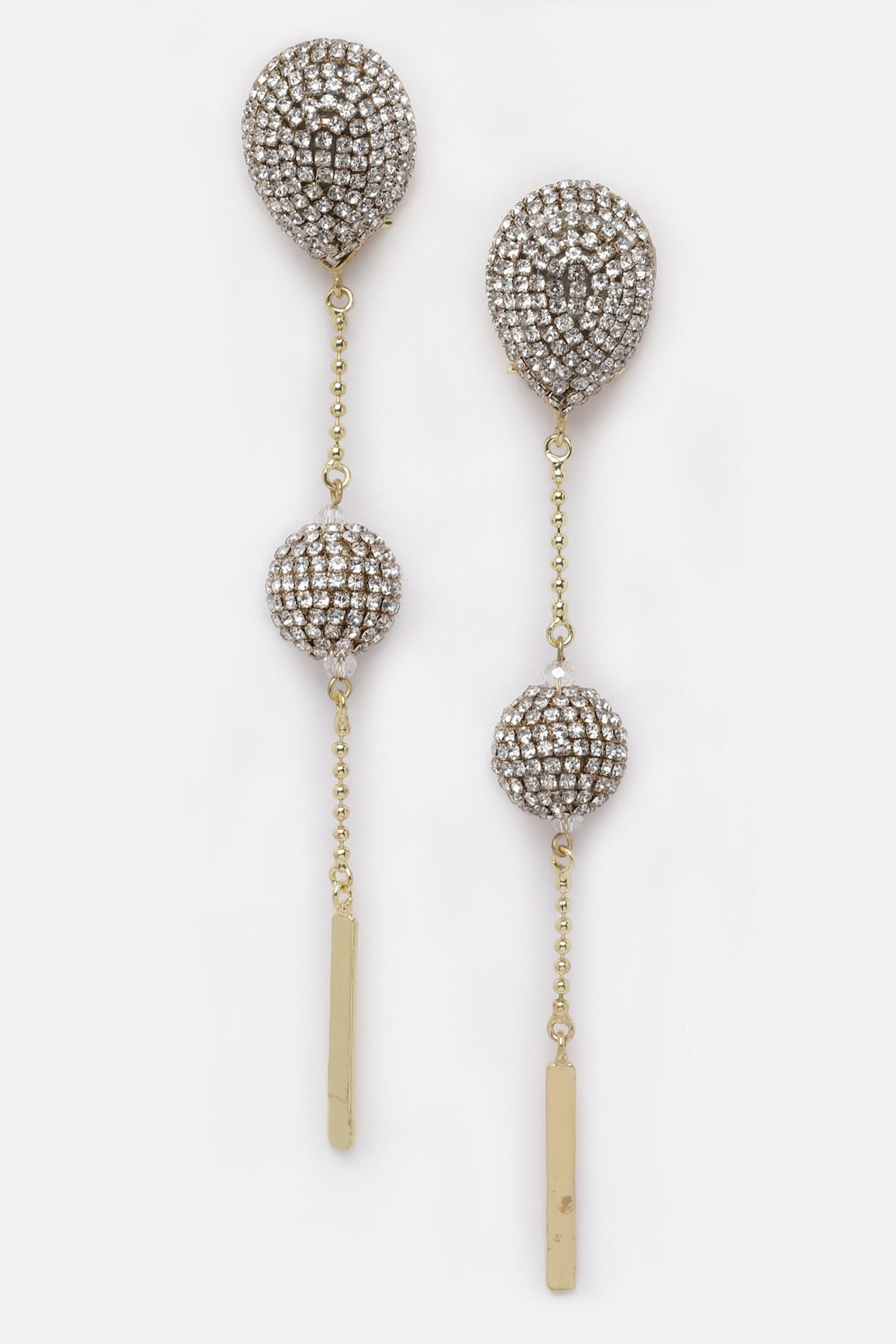 Long Drop Crystal Embellished Earrings 