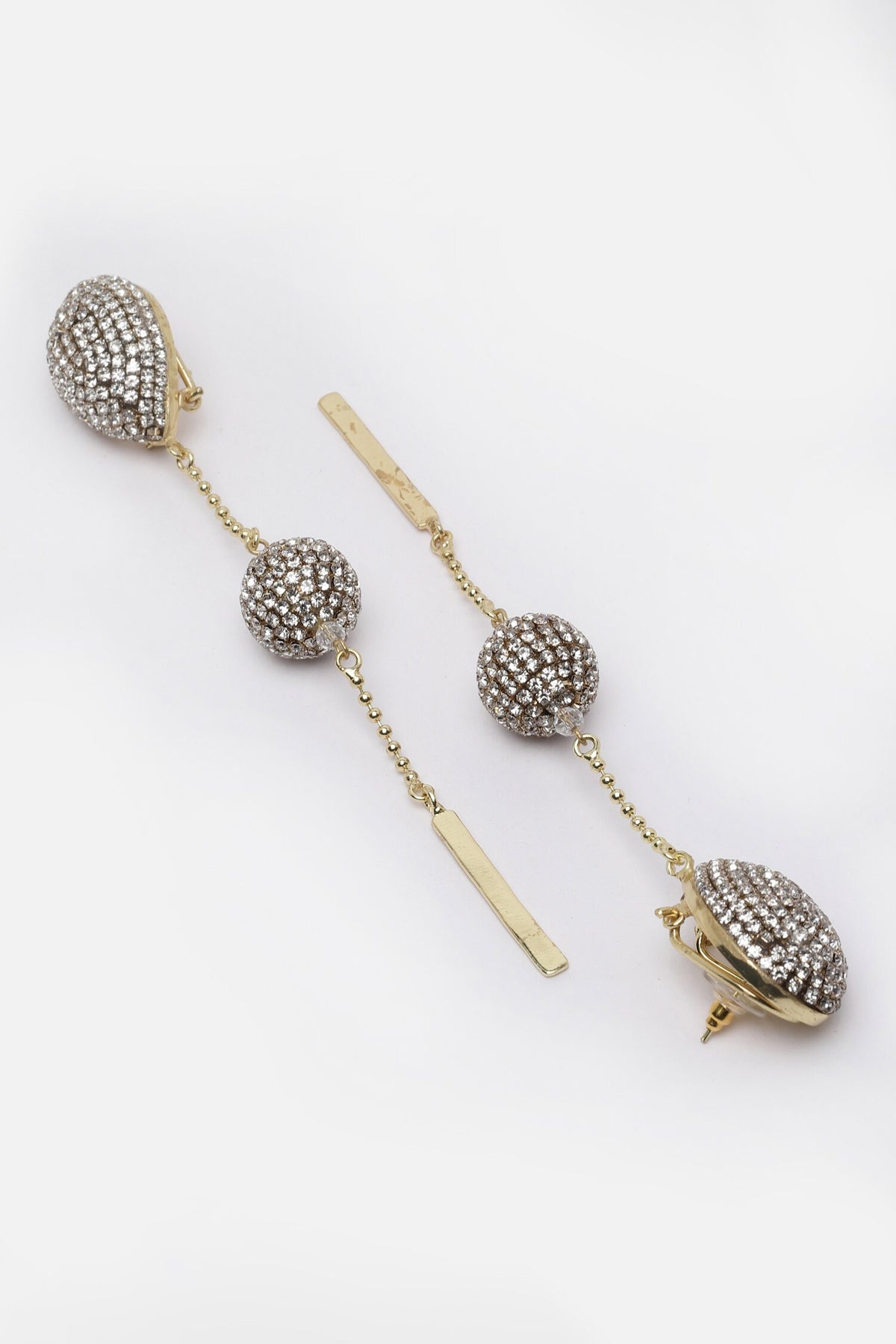 Long Drop Crystal Embellished Earrings 