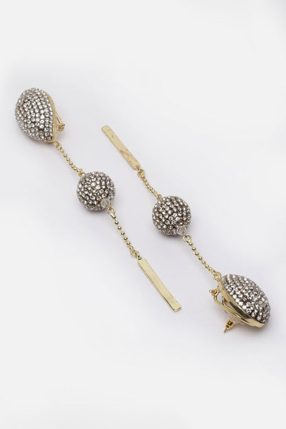 Long Drop Crystal Embellished Earrings 