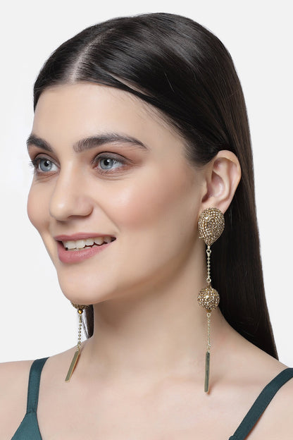 Long Drop Embellished Earrings 