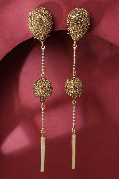Long Drop Embellished Earrings 