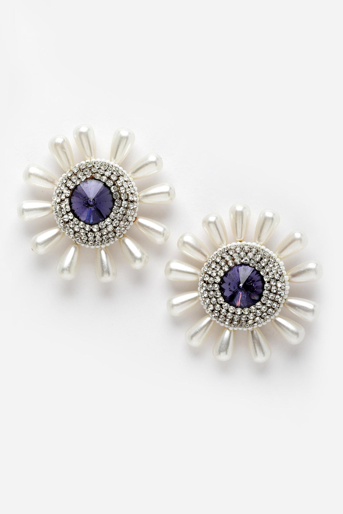Sunshine Amethyst Pearl Stud Earrings 