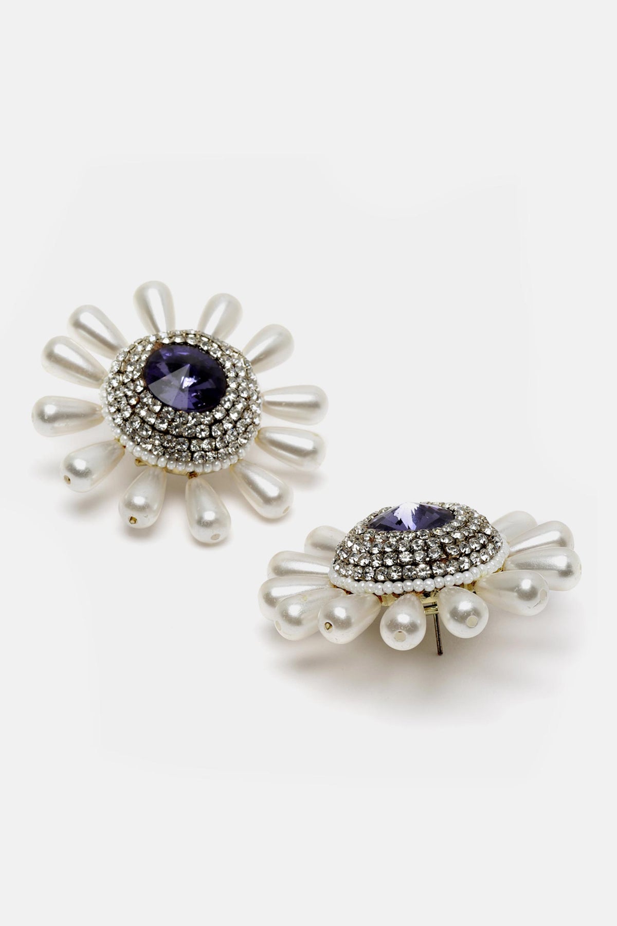 Sunshine Amethyst Pearl Stud Earrings 